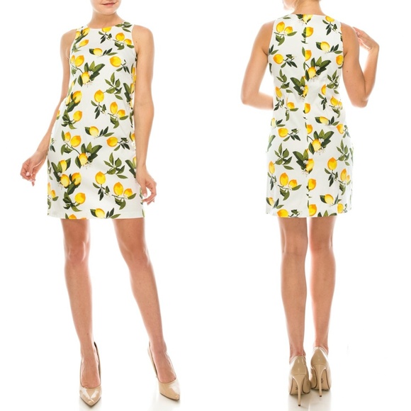 London Times Dresses & Skirts - LONDON TIMES Lemon Print Sleeveless Dress